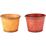 Dekoratief | Bloempot rond, rood/oranje, metaal, 17x17x13cm, set van 2 stuks | A235010 Dekoratief | Bloempot rond, rood/oranje, metaal, 17x17x13cm, set van 2 stuks | A235010