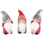 Dekoratief | Gnoompje horen/zien/zwijgen, grijs/rood, resina, 6x6x16cm, set van 3 stuks | A235111 Dekoratief | Gnoompje horen/zien/zwijgen, grijs/rood, resina, 6x6x16cm, set van 3 stuks | A235111