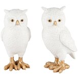 Dekoratief | Uil 'Henk' staand, wit/goud, resina, 9x8x15cm, set van 2 stuks | A235136 Dekoratief | Uil 'Henk' staand, wit/goud, resina, 9x8x15cm, set van 2 stuks | A235136