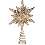 Dekoratief | Kerstboompiek ster, champagne/glitter, rotan, LED, 15x15x25cm | A235170 Dekoratief | Kerstboompiek ster, champagne/glitter, rotan, LED, 15x15x25cm | A235170