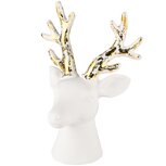 Dekoratief | Hertenkop, wit/goud, keramiek, 14x11x20cm | A235211 Dekoratief | Hertenkop, wit/goud, keramiek, 14x11x20cm | A235211