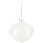 Dekoratief | Hanger bal m/parels, wit/transparant, glas, 8x8x8cm | A235440 Dekoratief | Hanger bal m/parels, wit/transparant, glas, 8x8x8cm | A235440