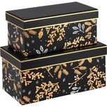 Dekoratief | Set 2 dozen rechthoek 'Golden Twigs', zwart/goud, 24x12x12cm | A235587 Dekoratief | Set 2 dozen rechthoek 'Golden Twigs', zwart/goud, 24x12x12cm | A235587