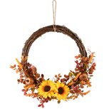 Dekoratief | Krans m/zonnebloemen/pompoenen, geel/oranje, 35x8x38cm | A235635 Dekoratief | Krans m/zonnebloemen/pompoenen, geel/oranje, 35x8x38cm | A235635