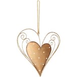 Dekoratief | Hanger hart m/stippen, goud, metaal, 20x18cm | A235644 Dekoratief | Hanger hart m/stippen, goud, metaal, 20x18cm | A235644