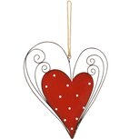 Dekoratief | Hanger hart m/stippen, rood/wit, metaal, 20x17x1cm | A235662 Dekoratief | Hanger hart m/stippen, rood/wit, metaal, 20x17x1cm | A235662