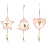 Dekoratief | Hanger boom/hart/ster, roze/goud, metaal, 10x29cm, set van 3 stuks | A235671 Dekoratief | Hanger boom/hart/ster, roze/goud, metaal, 10x29cm, set van 3 stuks | A235671
