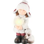 Dekoratief | Wintermeisje staand m/puppy, keramiek, LED, 15x10x28cm | A235779 Dekoratief | Wintermeisje staand m/puppy, keramiek, LED, 15x10x28cm | A235779
