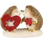 Dekoratief | Koppel egels m/hartenpuzzel, bruin/rood, resina, 11x6x8cm | A235820 Dekoratief | Koppel egels m/hartenpuzzel, bruin/rood, resina, 11x6x8cm | A235820