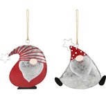 Dekoratief | Hanger santagnoom, grijs/rood, metaal, 9xx1x9cm, set van 2 stuks | A235926 Dekoratief | Hanger santagnoom, grijs/rood, metaal, 9xx1x9cm, set van 2 stuks | A235926