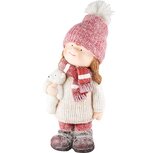Dekoratief | Wintermeisje m/beer, wit/rood, magnesium, 18x15x38cm | A235929 Dekoratief | Wintermeisje m/beer, wit/rood, magnesium, 18x15x38cm | A235929