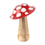 Dekoratief | Paddenstoel m/stippen, rood/wit/naturel, hout, 9x9x15cm | A238039 Dekoratief | Paddenstoel m/stippen, rood/wit/naturel, hout, 9x9x15cm | A238039