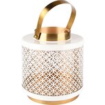 Dekoratief | Lantaarn m/handvat, wit/goud, metaal/email, 19x19x19cm | A238061 Dekoratief | Lantaarn m/handvat, wit/goud, metaal/email, 19x19x19cm | A238061