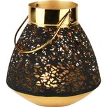 Dekoratief | Lantaarn 'Hidden Print', zwart/goud, metaal, 19x19x20cm | A238203 Dekoratief | Lantaarn 'Hidden Print', zwart/goud, metaal, 19x19x20cm | A238203