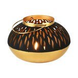 Dekoratief | Lantaarn 'Subtle Flame', zwart/goud, metaal, 13x13x9cm | A238204 Dekoratief | Lantaarn 'Subtle Flame', zwart/goud, metaal, 13x13x9cm | A238204