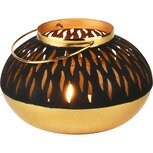 Dekoratief | Lantaarn 'Subtle Flame', zwart/goud, metaal, 16x16x11cm | A238205 Dekoratief | Lantaarn 'Subtle Flame', zwart/goud, metaal, 16x16x11cm | A238205