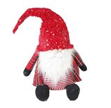 Dekoratief | Pop gnoom zittend, rood/wit, stof, 37cm | A239043 Dekoratief | Pop gnoom zittend, rood/wit, stof, 37cm | A239043