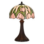 Clayre & Eef | Tiffany Tafellamp Roze ø 27x40 cm E14/max 1x40W | 5LL-6307 Clayre & Eef | Tiffany Tafellamp Roze ø 27x40 cm E14/max 1x40W | 5LL-6307