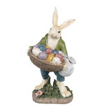 Clayre & Eef | Decoratie Beeld Konijn Beige Groen Blauw 18x16x32 cm | 6PR4035 Clayre & Eef | Decoratie Beeld Konijn Beige Groen Blauw 18x16x32 cm | 6PR4035