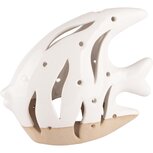 Dekoratief | Vis theelichthouder wit/beige, dolomiet, 18x7x16cm | A240018 Dekoratief | Vis theelichthouder wit/beige, dolomiet, 18x7x16cm | A240018