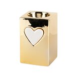 Dekoratief | Theelichthouder m/hart, goud/wit, porselein, 6x7x10cm | A240169 Dekoratief | Theelichthouder m/hart, goud/wit, porselein, 6x7x10cm | A240169