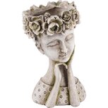Dekoratief | Bloempot dameshoofd, grijs, resina, 16x15x25cm | A240175 Dekoratief | Bloempot dameshoofd, grijs, resina, 16x15x25cm | A240175