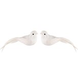 Dekoratief | Clip m/vogeltje, wit, PVC, 14x4x5cm, set van 2 stuks | A240189 Dekoratief | Clip m/vogeltje, wit, PVC, 14x4x5cm, set van 2 stuks | A240189