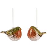 Dekoratief | Hanger roodborstje, keramiek, 8x5x5cm, set van 2 stuks | A240427 Dekoratief | Hanger roodborstje, keramiek, 8x5x5cm, set van 2 stuks | A240427