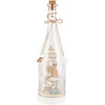 Dekoratief | Globe fles m/zeedeco, glas/hout, LED, 9x9x32cm | A240510 Dekoratief | Globe fles m/zeedeco, glas/hout, LED, 9x9x32cm | A240510