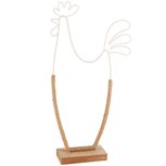 Dekoratief | Deco kip op voet, metaal/hout, wit/naturel, 33x18x5cm | A240532 Dekoratief | Deco kip op voet, metaal/hout, wit/naturel, 33x18x5cm | A240532
