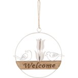 Dekoratief | Hanger ring 'Welcome', wit, metaal, 19x17x4cm | A240555 Dekoratief | Hanger ring 'Welcome', wit, metaal, 19x17x4cm | A240555