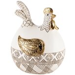 Dekoratief | Kip broedend, wit/zwart/goud, resina, 16x14x20cm | A240744 Dekoratief | Kip broedend, wit/zwart/goud, resina, 16x14x20cm | A240744