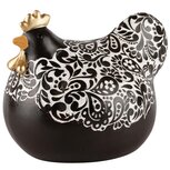Dekoratief | Kip broedend, zwart/wit, resina, 16x12x13cm | A240748 Dekoratief | Kip broedend, zwart/wit, resina, 16x12x13cm | A240748