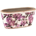 Dekoratief | Bloempot ovaal 'Purple Flowers', keramiek, 23x11x11cm | A240837 Dekoratief | Bloempot ovaal 'Purple Flowers', keramiek, 23x11x11cm | A240837