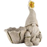 Dekoratief | Gnoom m/bloempot, grijs/geel, magnesium, 28x18x31cm | A240905 Dekoratief | Gnoom m/bloempot, grijs/geel, magnesium, 28x18x31cm | A240905