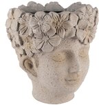 Dekoratief | Bloempot dame m/bloemen, grijs, magnesium, 20x20x22cm | A240935 Dekoratief | Bloempot dame m/bloemen, grijs, magnesium, 20x20x22cm | A240935
