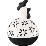 Dekoratief | Kip m/bloemen, wit/zwart, TC, 14x13x19cm | A240957 Dekoratief | Kip m/bloemen, wit/zwart, TC, 14x13x19cm | A240957