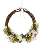 Dekoratief | Krans m/bloemen, wit/naturel, PVC, 37x35x7cm | A240972 Dekoratief | Krans m/bloemen, wit/naturel, PVC, 37x35x7cm | A240972