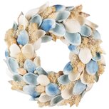 Dekoratief | Krans m/schelpen, wit/blauw, naturel, 27x27x6cm | A240976 Dekoratief | Krans m/schelpen, wit/blauw, naturel, 27x27x6cm | A240976