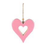 Dekoratief | Hanger hart roze, hout/email, 11x10x2cm | A220842 Dekoratief | Hanger hart roze, hout/email, 11x10x2cm | A220842