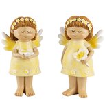 Dekoratief | Bloemenmeisje staand, geel, resina, 7x5x13cm, set van 2 stuks | A240619 Dekoratief | Bloemenmeisje staand, geel, resina, 7x5x13cm, set van 2 stuks | A240619