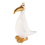 Dekoratief | Bekvogel staand, wit/goud, resina, 13x9x21cm | A240626 Dekoratief | Bekvogel staand, wit/goud, resina, 13x9x21cm | A240626