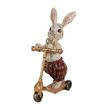 Clayre & Eef | Decoratie beeld Konijn Wit Goudkleurig Rood 15x9x25 cm | 6PR4082 Clayre & Eef | Decoratie beeld Konijn Wit Goudkleurig Rood 15x9x25 cm | 6PR4082