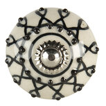 Clayre & Eef | Deurknop Wit Zwart ø 4x3 cm | 64792 Clayre & Eef | Deurknop Wit Zwart ø 4x3 cm | 64792