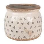 Clayre & Eef | Bloempot Binnen Beige Zwart ø 16x13 cm | 6CE1653M Clayre & Eef | Bloempot Binnen Beige Zwart ø 16x13 cm | 6CE1653M