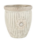 Clayre & Eef | Glazen Theelichthouder Bloem Zilverkleurig ø 7x8 cm | 6GL1140 Clayre & Eef | Glazen Theelichthouder Bloem Zilverkleurig ø 7x8 cm | 6GL1140