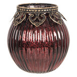 Clayre & Eef | Glazen Theelichthouder Rood ø 9x9 cm | 6GL2647 Clayre & Eef | Glazen Theelichthouder Rood ø 9x9 cm | 6GL2647