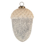 Clayre & Eef | Kerstbal Wit, Grijs ø 10x14 cm | 6GL3184 Clayre & Eef | Kerstbal Wit, Grijs ø 10x14 cm | 6GL3184