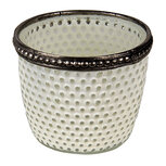Clayre & Eef | Glazen Theelichthouder Wit ø 7x6 cm | 6GL3329 Clayre & Eef | Glazen Theelichthouder Wit ø 7x6 cm | 6GL3329