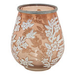 Clayre & Eef | Glazen Theelichthouder Wit, Roze ø 16x19 cm | 6GL3500 Clayre & Eef | Glazen Theelichthouder Wit, Roze ø 16x19 cm | 6GL3500